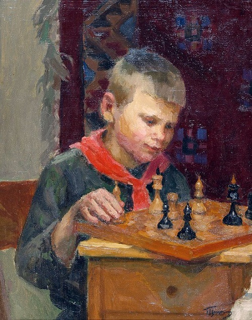 Playing-chess.-1949.-Artist-G.I.-Tseitlin
